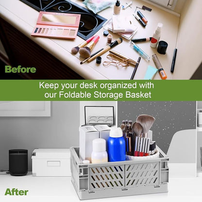 4-Pack Small Pastel Plastic Storage Baskets, Collapsible Crates - Image 4