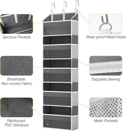 Over the Door Organizer with 5 Front & 10 MeshSide Pockets, 50LB Capacity Extra - Image 7