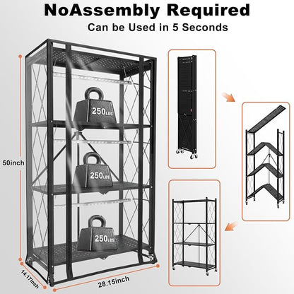 Indoor Greenhouse with Grow Light, 4-Tier Foldable Metal Plant Shelf with Full - Image 7