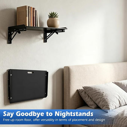Folding Metal Floating Shelf, 16.9" x 11" Wall Mount Storage Rack - Image 4