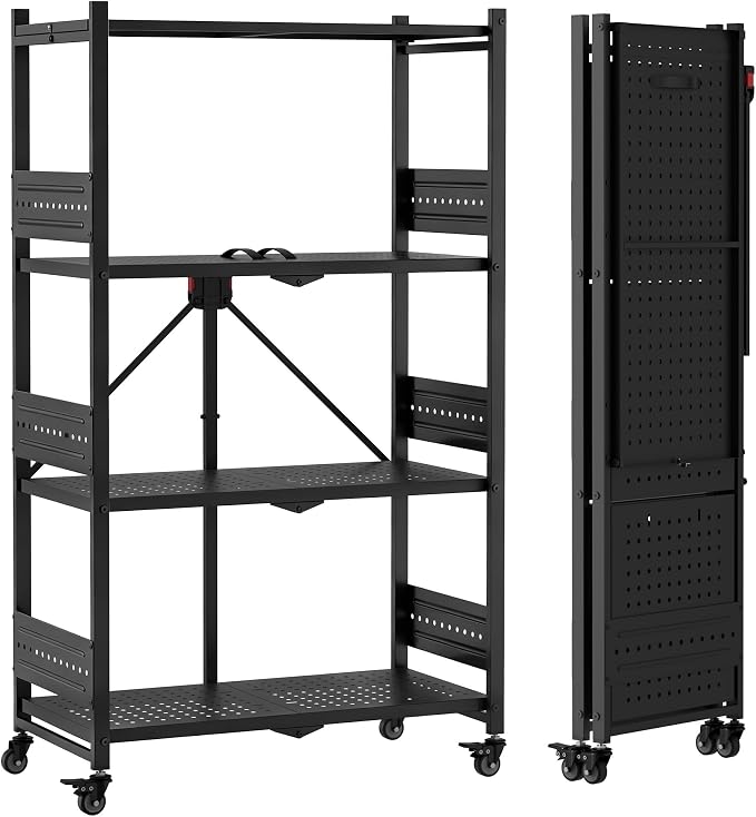 WORKPRO 4-Tier Folding Shelf, No-Assembly Metal Storage Rack by WORKPRO