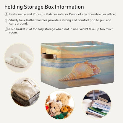 Golden Beach with Conch Shell Storage Bins Box Foldable Shelf Basket - Image 5