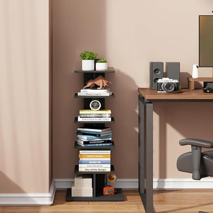 TUTOTAK Book Shelf, Narrow Spine Bookshelf, 6-Tier Bookcase - Image 7
