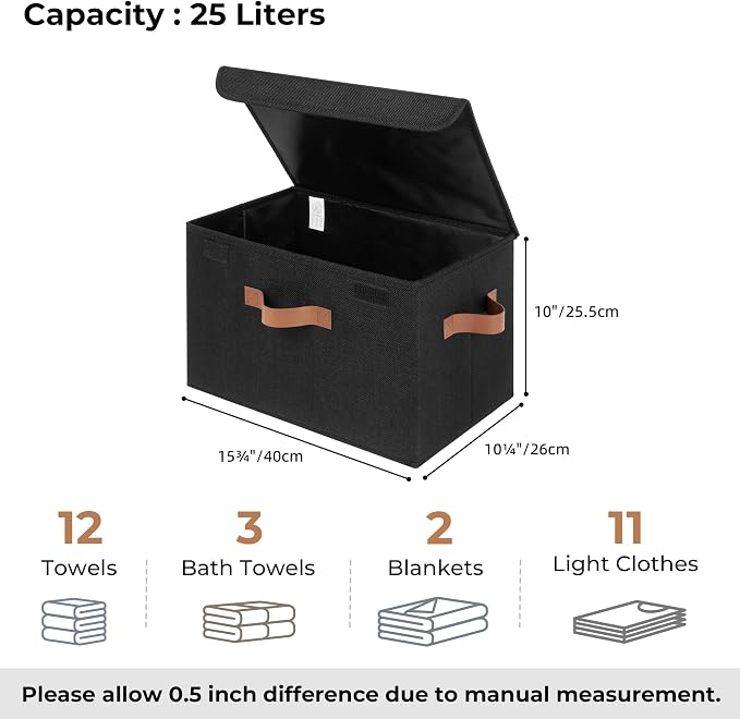GRANNY SAYS Storage Bins with Lids, Decorative Storage Boxes with PU Handles - Image 5