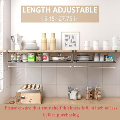 Expandable Under Cabinet Shelf, Extendable Under Shelf Storage - Image 4
