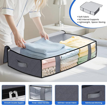 Under Bed Storage Containers, 6 Pack Blanket Storage Bags, Collapsible Storage - Image 3