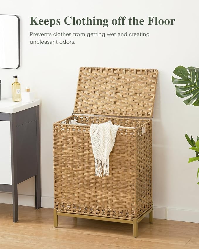 SETVSON Laundry Hamper with Lid, 112 L Handwoven Rattan Wicker Laundry Basket - Image 2