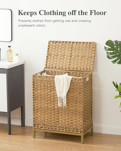 SETVSON Laundry Hamper with Lid, 112 L Handwoven Rattan Wicker Laundry Basket - Image 2