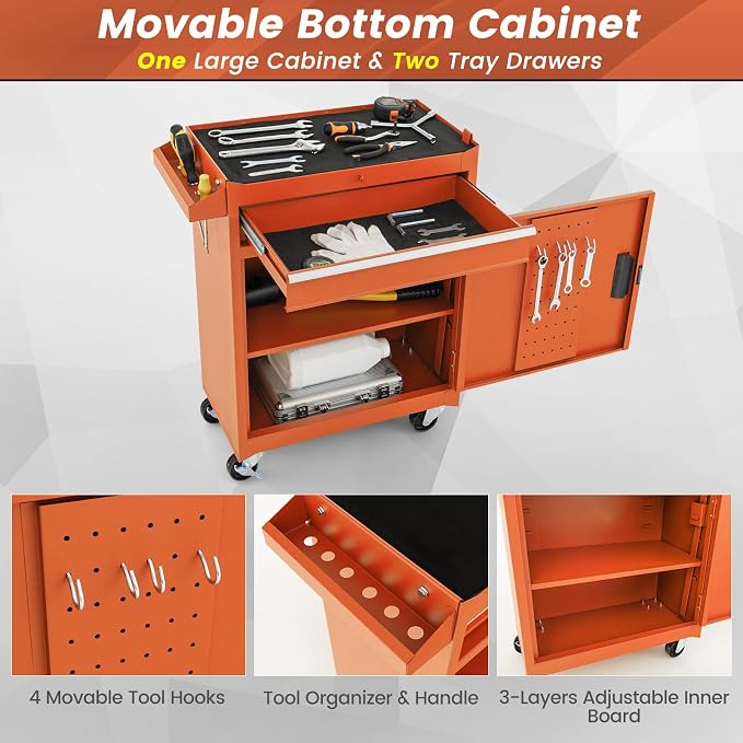 Goplus Rolling Tool Chest, 5-Drawer Tool Box Organizer w/Lockable Wheels & - Image 6