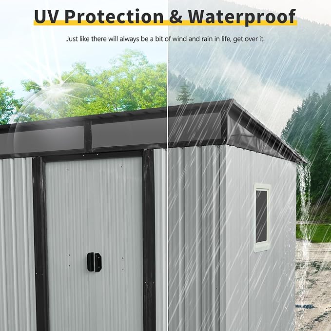 Outdoor Metal Storage Shed Window Ventilation Foundation Frame Waterproof - Image 8