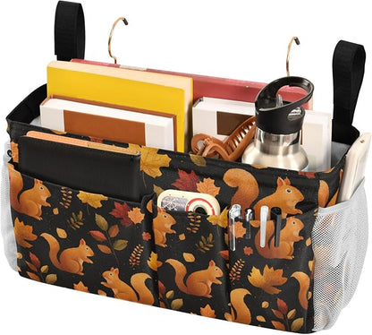 Black Orange Squirrel Leaves Falling Bedside Caddy - Image 3