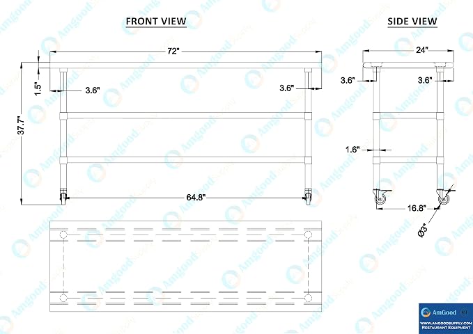 AmGood Stainless Steel Work Table - Image 4