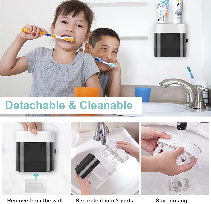 Toothbrush Holder Toothpaste Dispenser Wall Mounted - Image 4