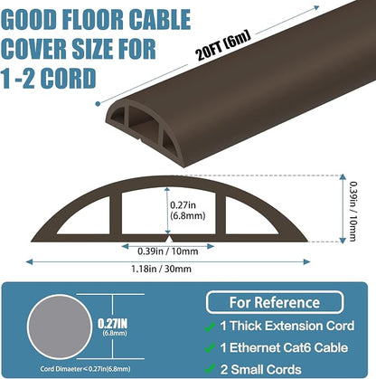 Floor Cord Covers for Wires 20FT Cable Hider Wire Cover Self Adhesive Cord - Image 2