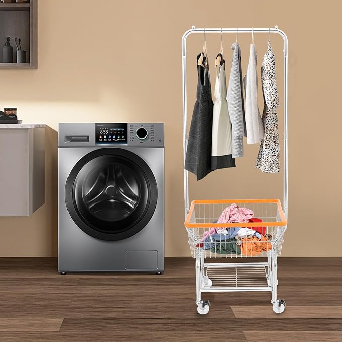 Steel Wire Laundry Cart, Laundry Basket - Image 2
