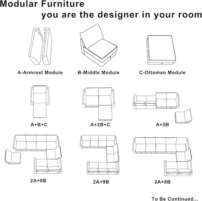 HONBAY Square Ottoman Module for Modular Sofa Couch, Square Ottoman - Image 4