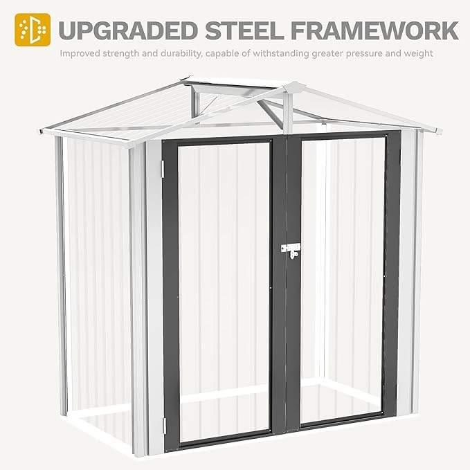 DWVO 6x4ft Storage Shed for Outdoors, Metal Sturdy Weatherproof Tool Locker - Image 5