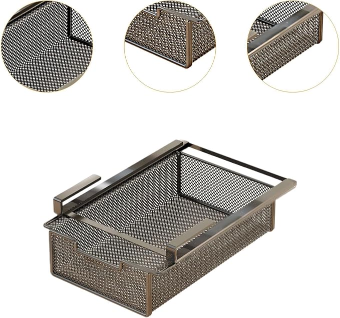 Hanging Pullout Drawer Basket Under Table Drawer Metal Under Shelf Basket - Image 2