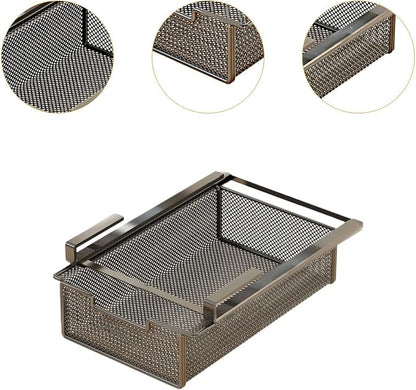 Hanging Pullout Drawer Basket Under Table Drawer Metal Under Shelf Basket - Image 2