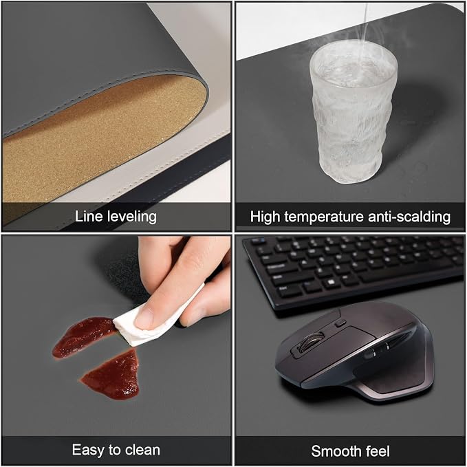 DAWNTREES Dual Sided Desk Mat, Leather Desk Pad, Cork Desk Mat Protector - Image 5