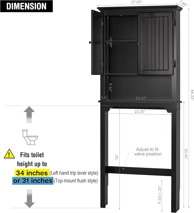 UTEX Above Toilet Storage Cabinet, Bathroom Organizer - Image 2