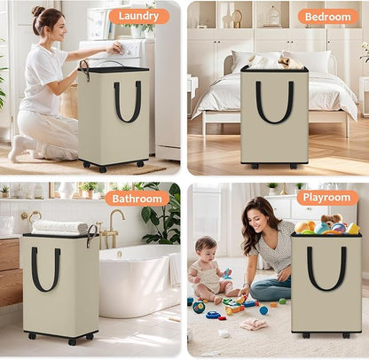 SpaceTrove Laundry Basket with Wheels, Collapsible Laundry Baskets, Laundry - Image 6