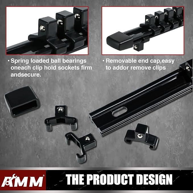 AMM 6-Piece Socket Organizer，3/8 inch Drive ABS Tools-Socket Holder，Heavy Duty - Image 3