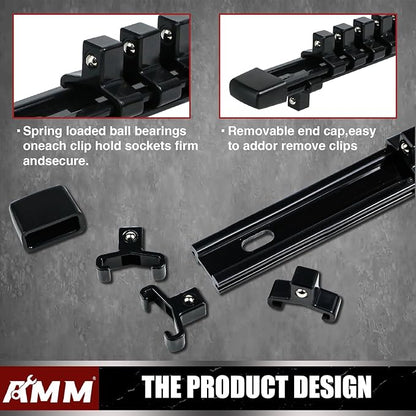 AMM 6-Piece Socket Organizer，3/8 inch Drive ABS Tools-Socket Holder，Heavy Duty - Image 3