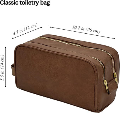 Dopp Gift Large Travel Toiletry Bag Premium Quality PU Leather Two compartments - Image 4