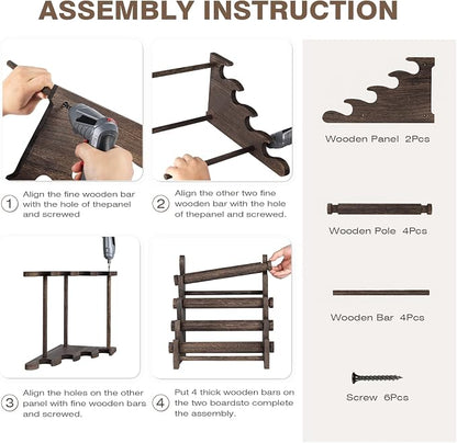 TOPNEW 5 Tier Wooden Bracelet Holder, Scrunchie Bangle Watch Necklace Display - Image 9