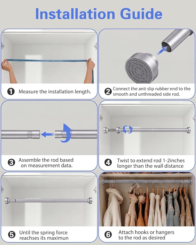 Closet Rod, No Drill Tension Closet Rod - Image 9