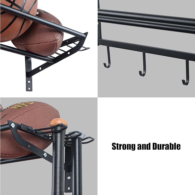 XCSOURCE Sports Equipment Organizer, 3-Tier Ball Storage Rack - Image 3
