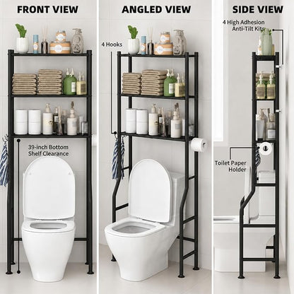 GloTika 3-Tier Over Toilet Storage, 150lb Capacity, Carbon Steel, Freestanding - Image 2
