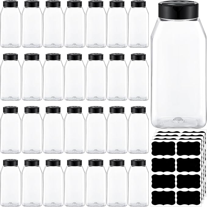 Mifoci 28 Pack 16 oz Plastic Spice Jars by Mifoci