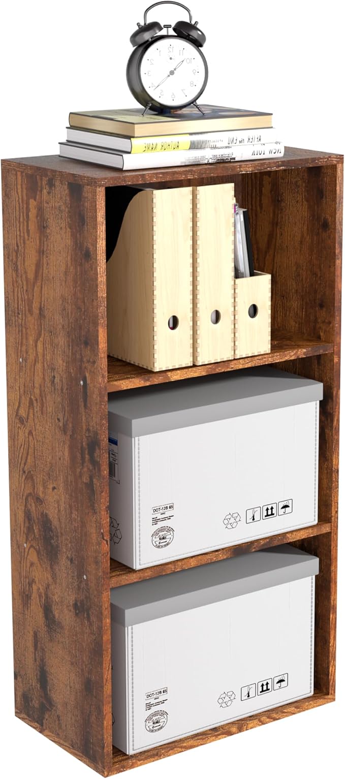 Wooden 3 Cube Storage Organizer, 3 Tier Low Bookcase Freestanding Storage by NewBeth