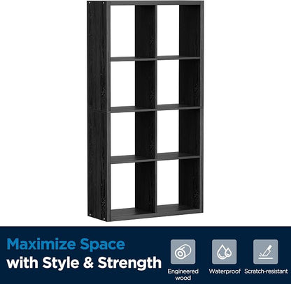 Black 8-Cube Storage Organizer Shelf – Heavy-Duty Engineered Wood, Easy Assembly - Image 8