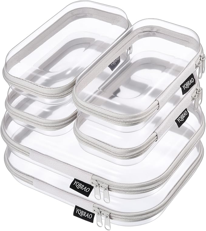 6 Pack Gray Clear Hard Shell Beauty Organizer, 1.2mm Heavy Duty Crush-Proof by Unknown