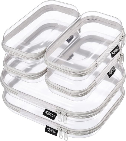 6 Pack Gray Clear Hard Shell Beauty Organizer, 1.2mm Heavy Duty Crush-Proof by Unknown