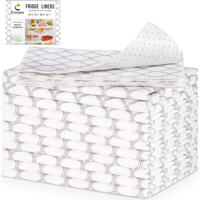Cooyes Felt Shelf Liners for Drawer & Kitchen Cabinet, 12 Pack, Non Slip Fridge by Cooyes