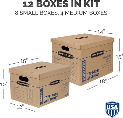 Bankers Box Classic Moving Box 12 Pack Kit, Reinforced Handles, Tape-Free - Image 2
