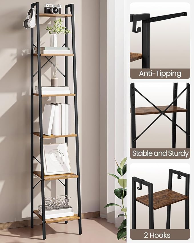 Hzuaneri Ladder Shelf, Freestanding Corner Storage Shelf | Bookcase - Image 6