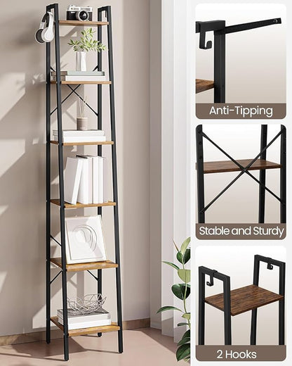 Hzuaneri Ladder Shelf, Freestanding Corner Storage Shelf | Bookcase - Image 6