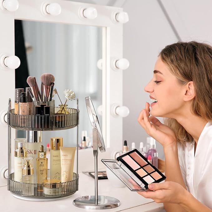 Rotating Makeup Organizer for Vanity, High-Capacity Skincare Clear Make Up - Image 6