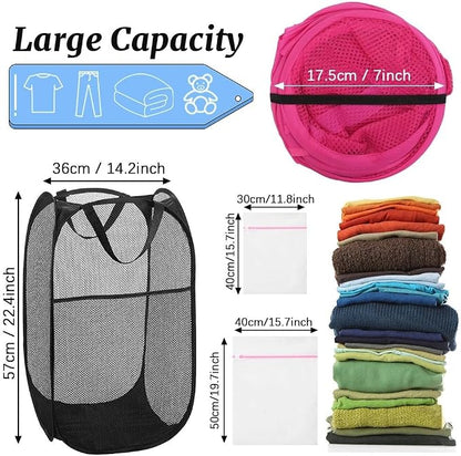 4 Pack Mesh Pop Up Laundry Hamper, FHDUSRYO Foldable Pop Up Hamper | - Image 2