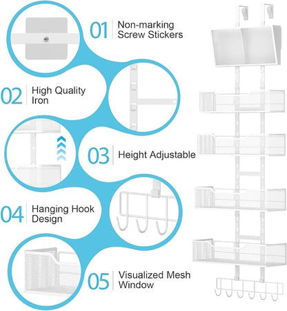 Adjustable Over The Door Organizer, Hanging Door Storage - Image 4