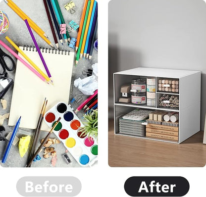 Desk Drawer Organizer, Stackable Storage Drawers, Plastic White Desk Organizers - Image 4