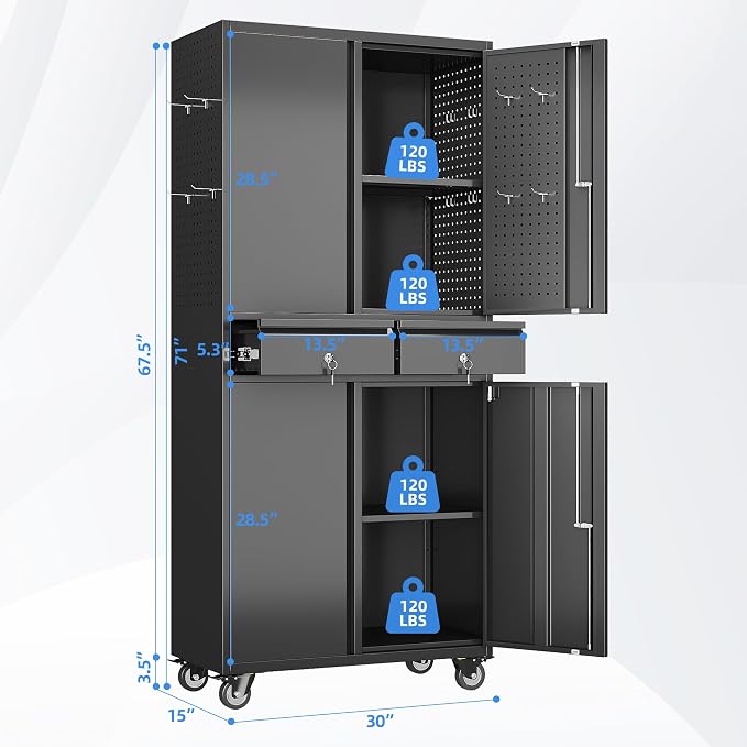 71''H Metal Garage Storage Cabinet - Image 3