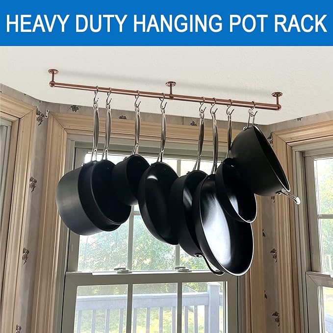 ROTHLEY 39.4 Inch Stainless Steel Wall Mounted Hanging Pot and Pan Rack - Image 5