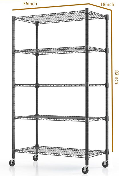 Himimi 5-Tier Heavy Duty Steel Wire Rack Storage Shelving, Adjustable Metal - Image 3