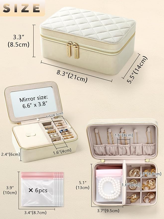 Velvet Travel Jewelry Box with Large Mirror, Double-Layer Jewelry Organizer Case - Image 2